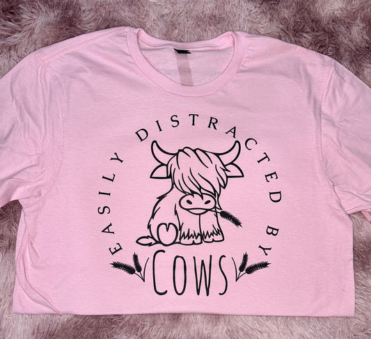 Easily Distracted by Cows Crewneck or Tee